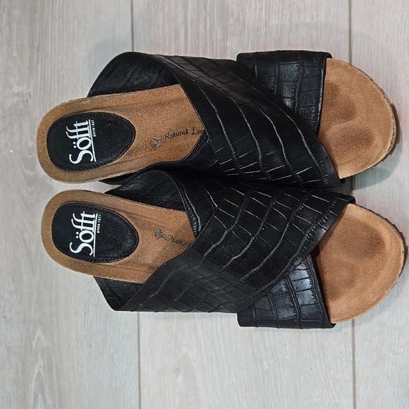 Sofft Women Ciera Leather Crisscross Cork Wedge Sandals shoes sz 8.5M - Picture 6 of 12